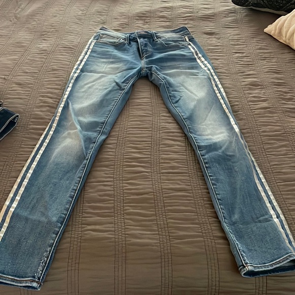 Aqua jeans with silver stripes - Picture 1 of 4